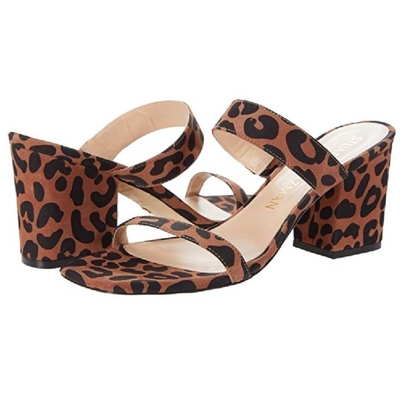 NEW STUART WEITZMAN Olive 75 Cappucino Leopard Heeled Sandals US 7 - Picture 1 of 5